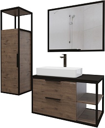 Grossman Мебель для ванной Лофт 90 подвесная веллингтон/черный – фотография-2